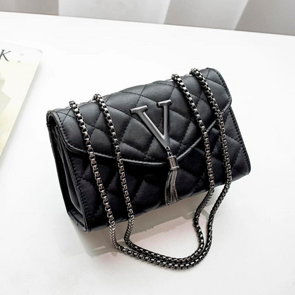 Luxury Quilted Crossbody Handbag with Tassel