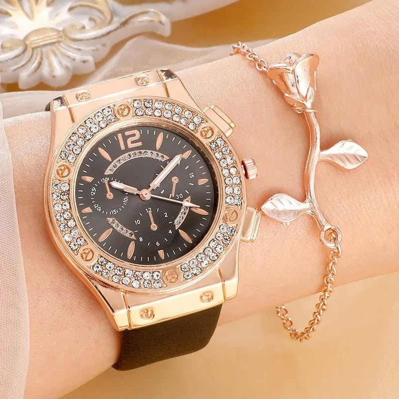 Luxury Rhinestone Watch (Set of 2 pieces)
