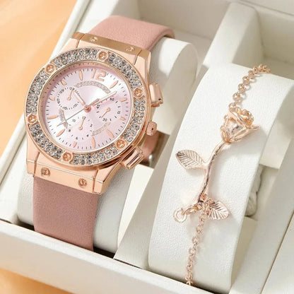 Luxury Rhinestone Watch (Set of 2 pieces)