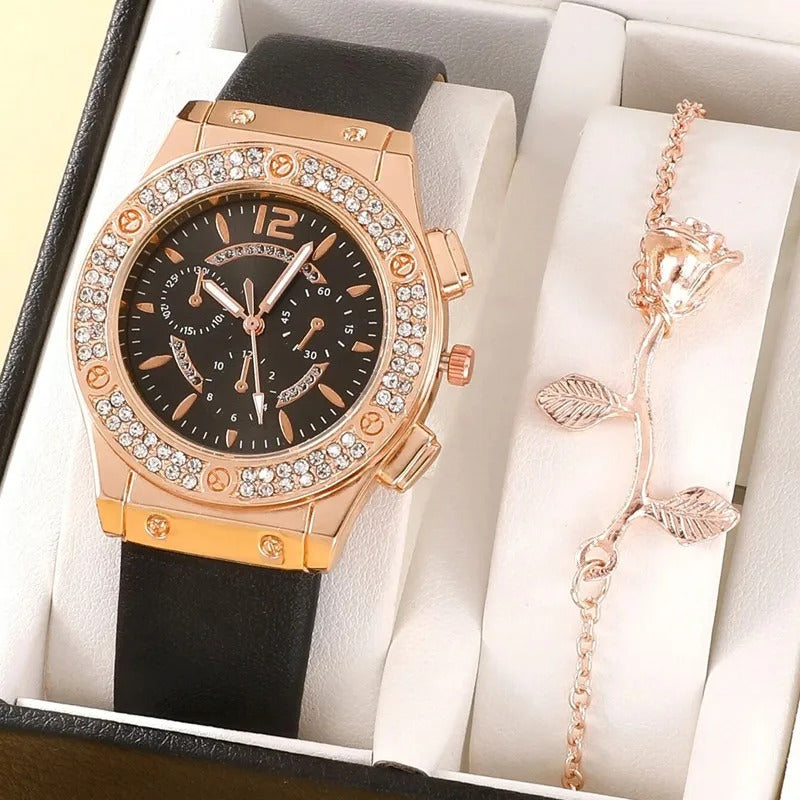 Luxury Rhinestone Watch (Set of 2 pieces)
