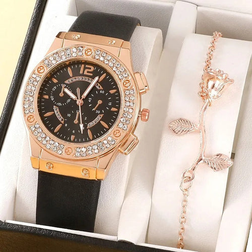 Luxury Rhinestone Watch (Set of 2 pieces)