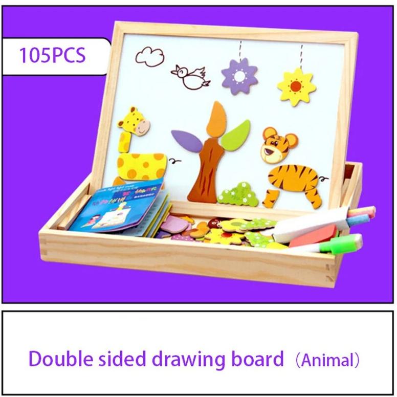 Magnetic drawing and puzzle board