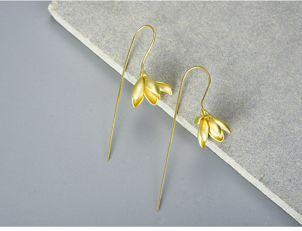 Magnolia Flower Dangle Earring
