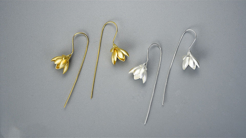 Magnolia Flower Dangle Earring
