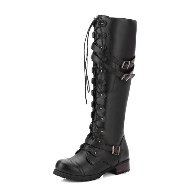 Women's Knee High Boots Waterproof Synthetic Leather for Comfort and Style