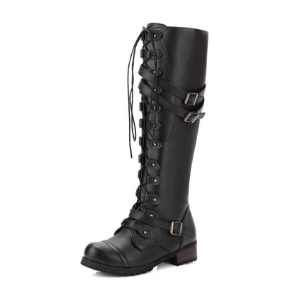 Women's Knee High Boots Waterproof Synthetic Leather for Comfort and Style