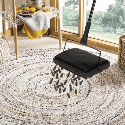 Manual carpet and floor sweeper