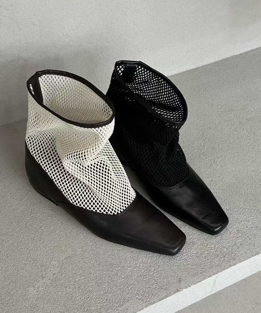 Men's Boots Square Toe Splicing Design 1