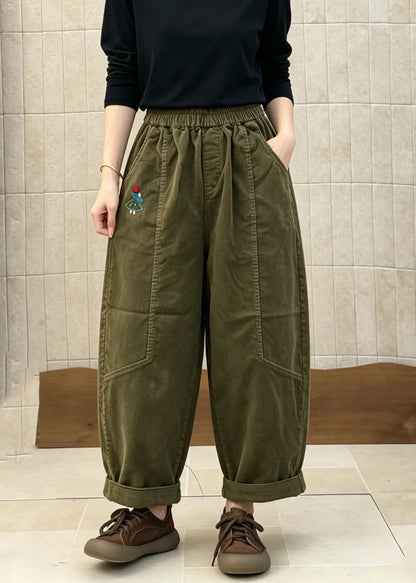 Men's Corduroy Pants Patchwork Design Elastic Waist 2