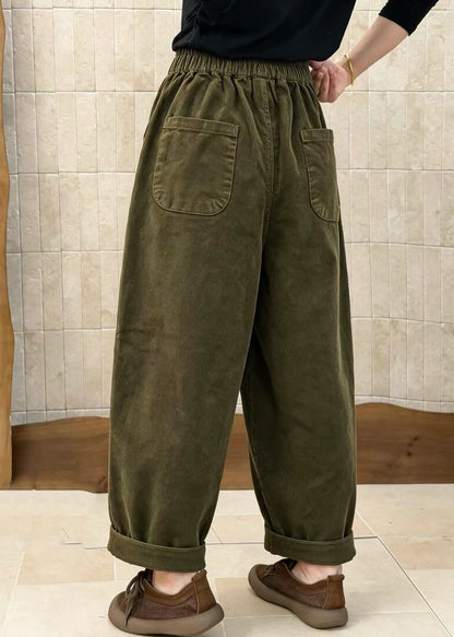 Men's Corduroy Pants Patchwork Design Elastic Waist 3