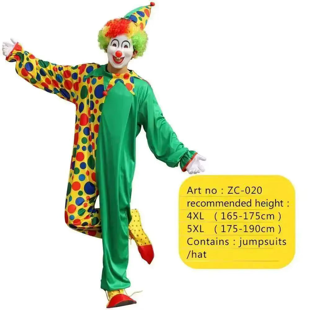 Men's Costume Clown Bodysuit for Halloween and Theatrical Performances 16