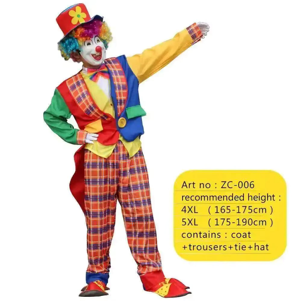 Men's Costume Clown Bodysuit for Halloween and Theatrical Performances 7