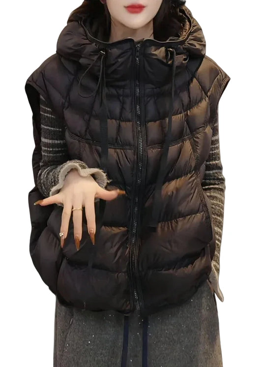 Men's Hooded Vest Casual Drawstring Style 2