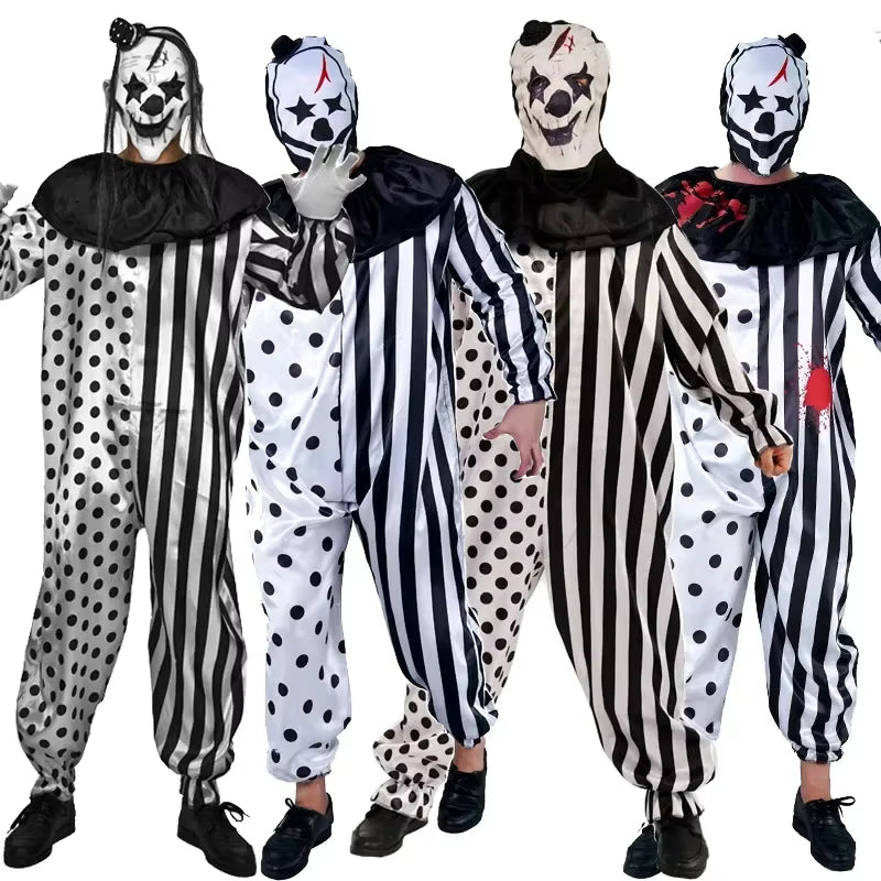 Men's Horror Clown Costume Jumpsuit for Halloween 0