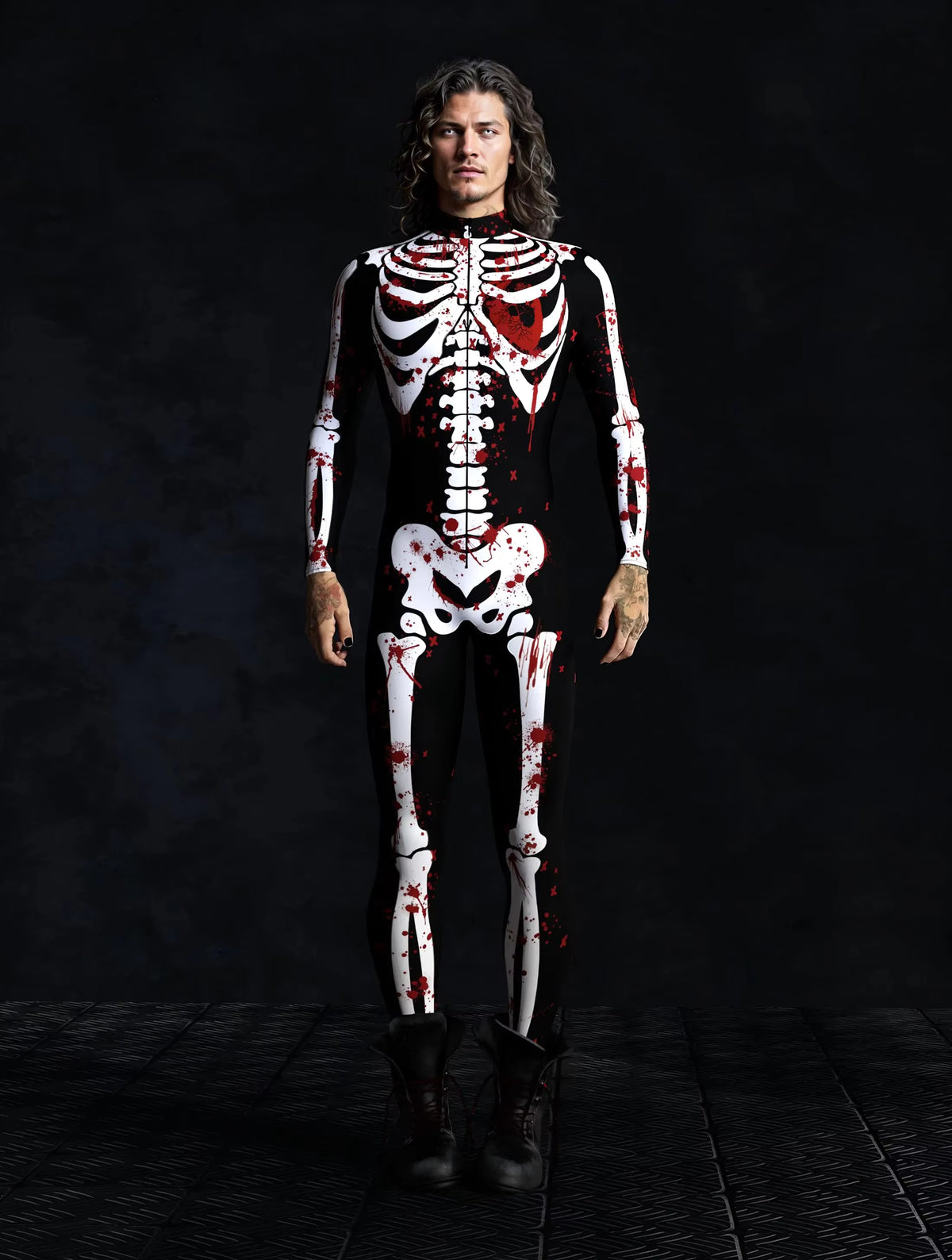 Men's Jumpsuit Skeleton Pattern Steampunk Style 1