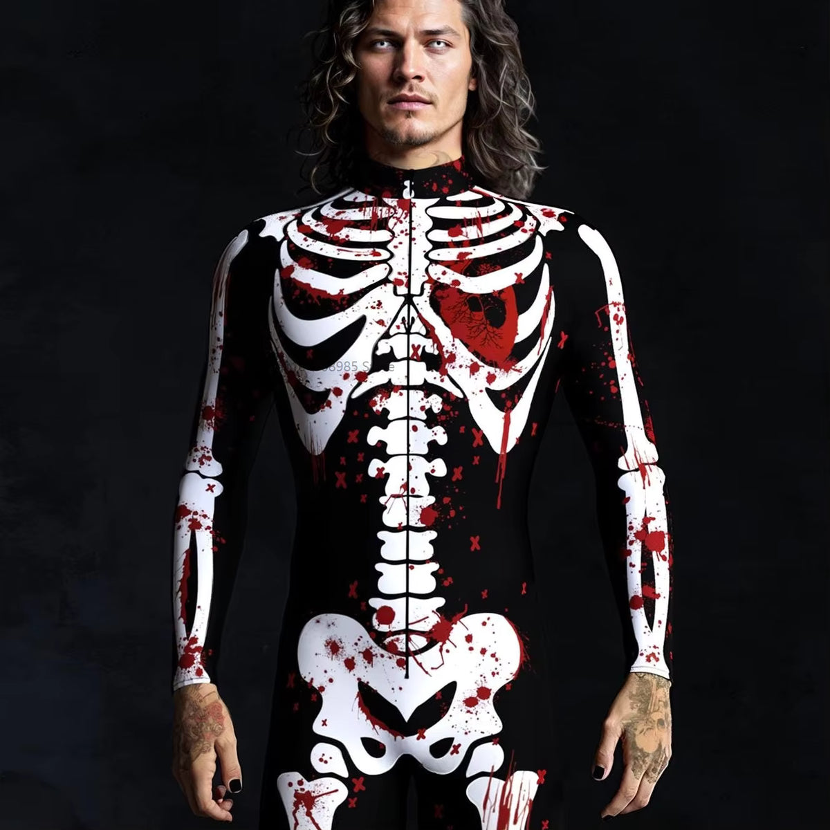 Men's Jumpsuit Skeleton Pattern Steampunk Style 2