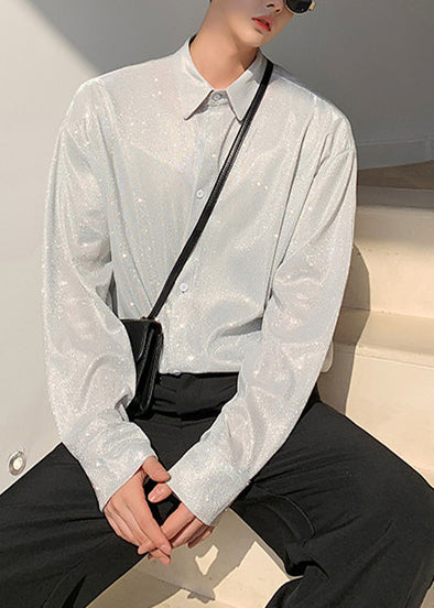 Men's Loose Workwear Shirt with Sequin Detail 0
