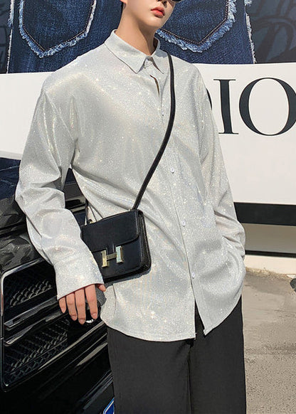 Men's Loose Workwear Shirt with Sequin Detail 2