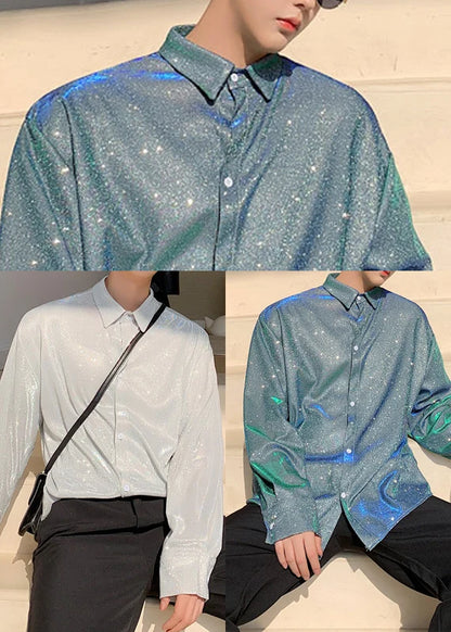 Men's Loose Workwear Shirt with Sequin Detail 4