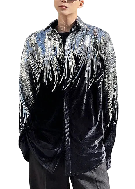 Men's Oversized Coat with Sequined Detail for Fall 0