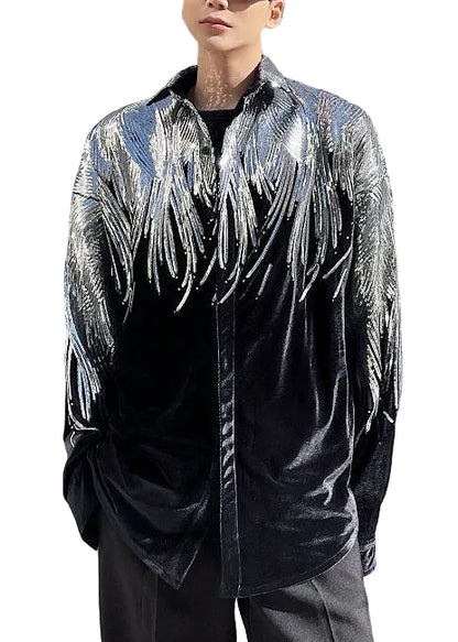 Men's Oversized Coat with Sequined Detail for Fall 0