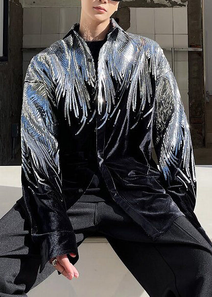Men's Oversized Coat with Sequined Detail for Fall 1