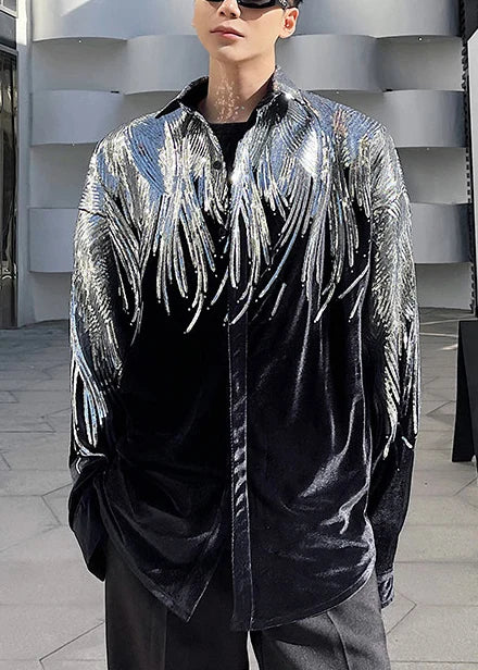 Men's Oversized Coat with Sequined Detail for Fall 2