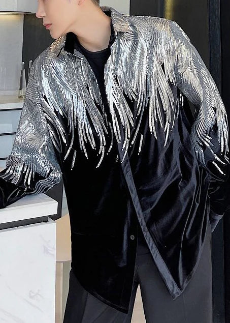 Men's Oversized Coat with Sequined Detail for Fall 3