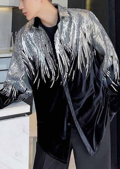 Men's Oversized Coat with Sequined Detail for Fall 3