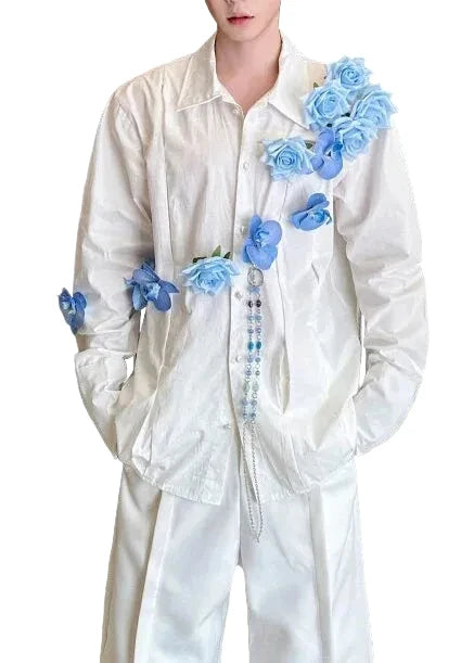 Men's Oversized Floral Shirt Casual Fall Style 0