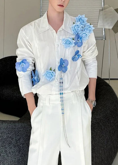 Men's Oversized Floral Shirt Casual Fall Style 1