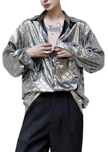 Men's Oversized Plaid Casual Shirt Fall Style 0