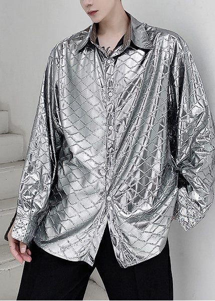 Men's Oversized Plaid Casual Shirt Fall Style 1