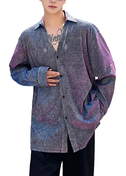 Men's Oversized Print Workwear Shirt Casual Fall Style 0