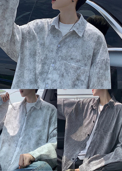 Men's Oversized Wrinkled Shirt Casual Fall Style 4