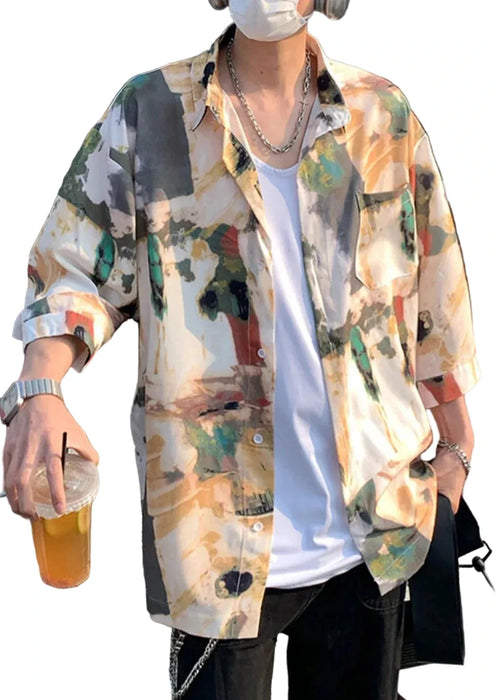 Men's Shirt Oversized Bold Print Casual Fall Style 0