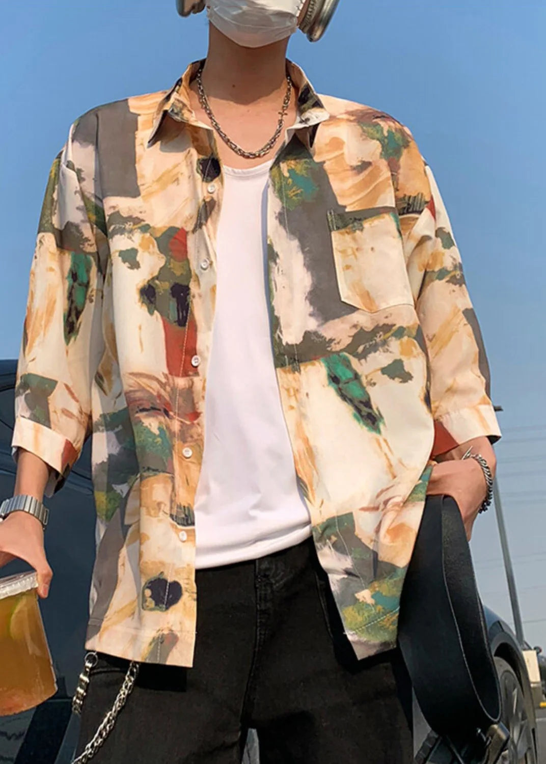 Men's Shirt Oversized Bold Print Casual Fall Style 2
