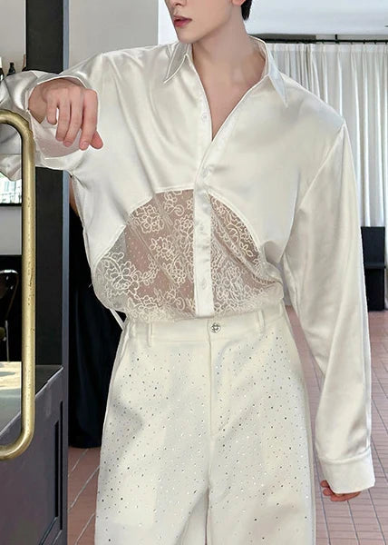 Men's Shirt Oversized Patchwork Design for Casual Summer Style 0