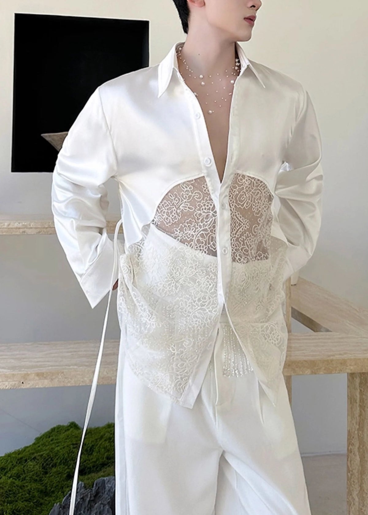 Men's Shirt Oversized Patchwork Design for Casual Summer Style 2
