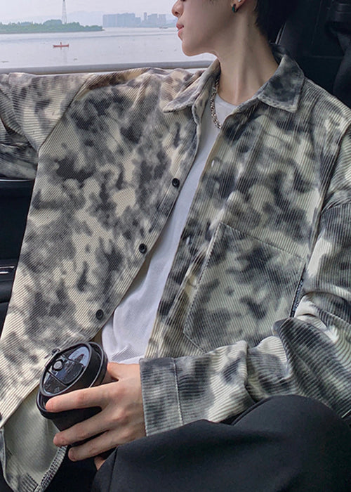 Men's Trench Coat Oversized Tie Dye Modern Style 0