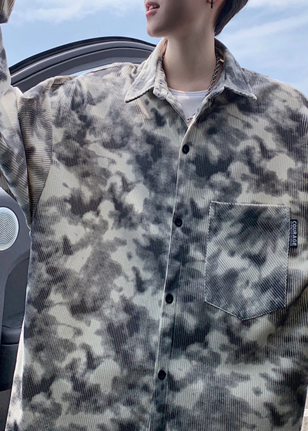 Men's Trench Coat Oversized Tie Dye Modern Style 1