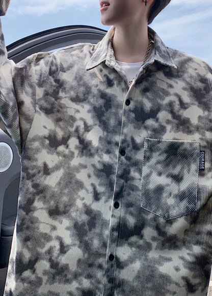 Men's Trench Coat Oversized Tie Dye Modern Style 1