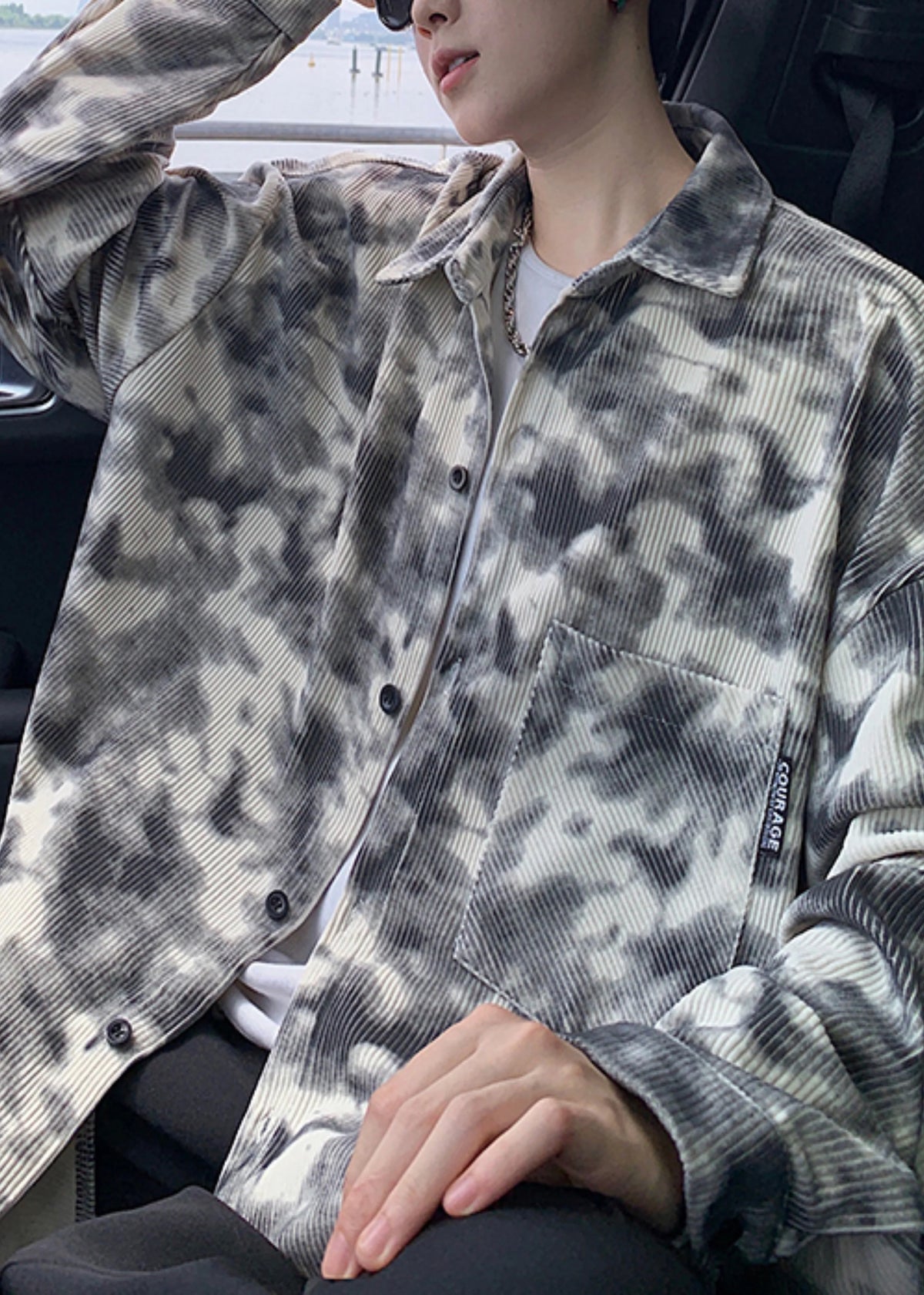 Men's Trench Coat Oversized Tie Dye Modern Style 3