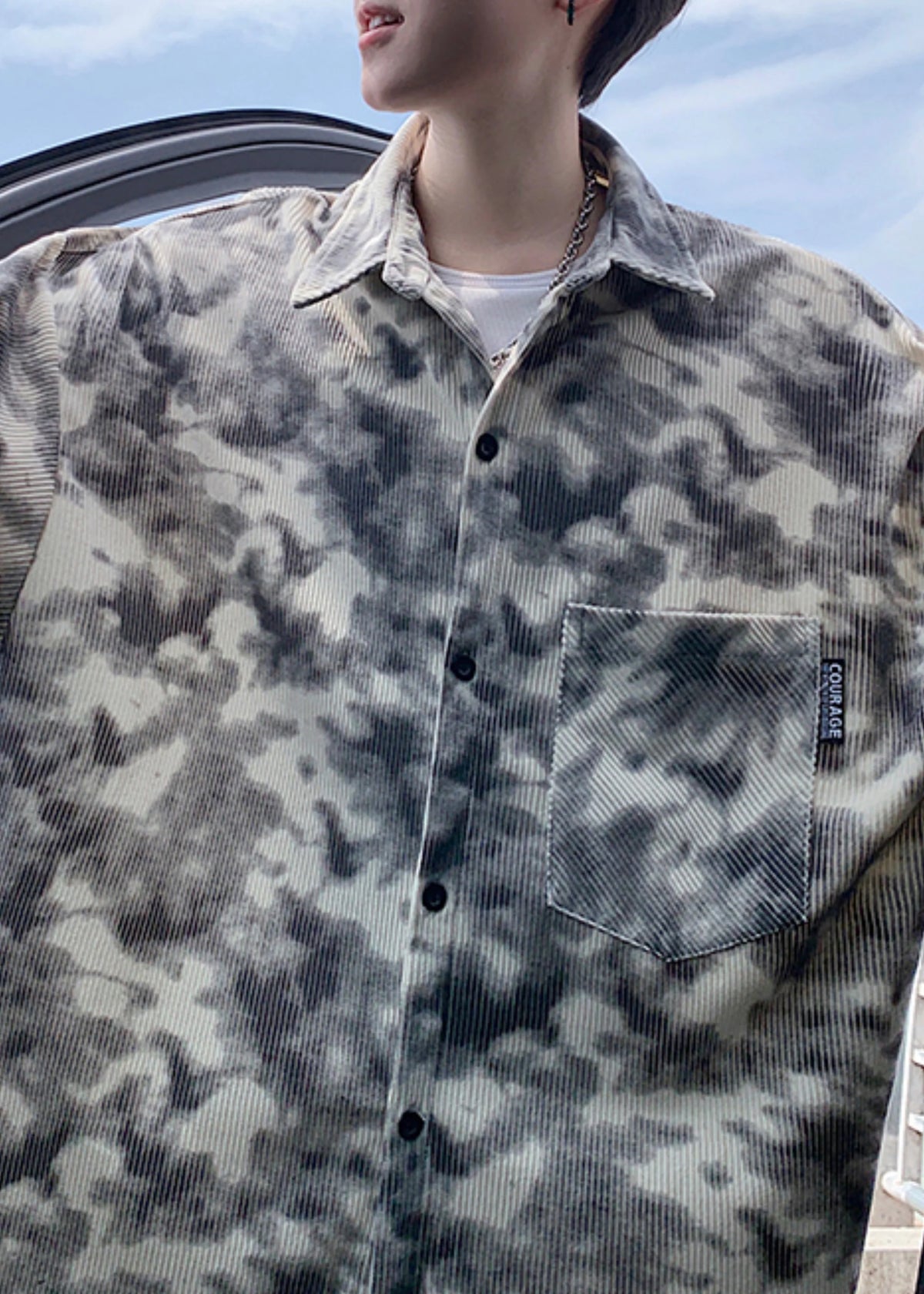 Men's Trench Coat Oversized Tie Dye Modern Style 4