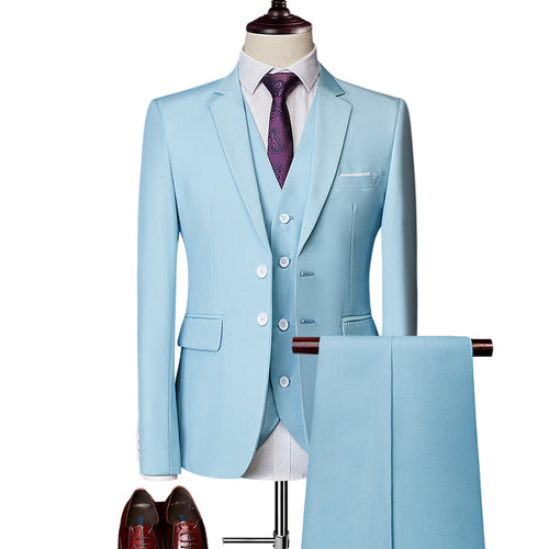 Men's 3-Piece Suit with Vests and Trousers for Wedding and Formal Occasions