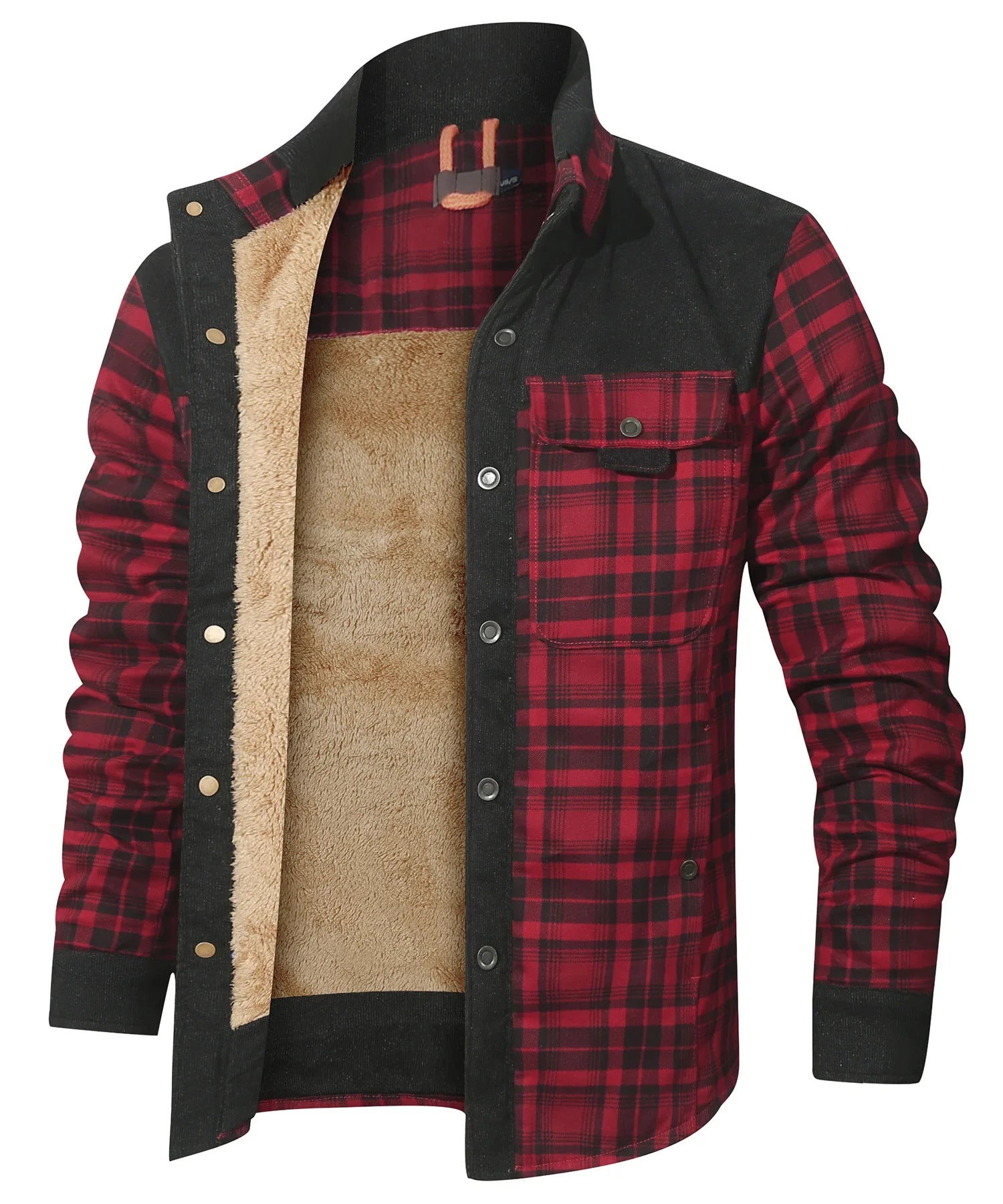 Men's Bomber Jacket Winter Windproof Casual Checkered Sherpa Lined Flannel