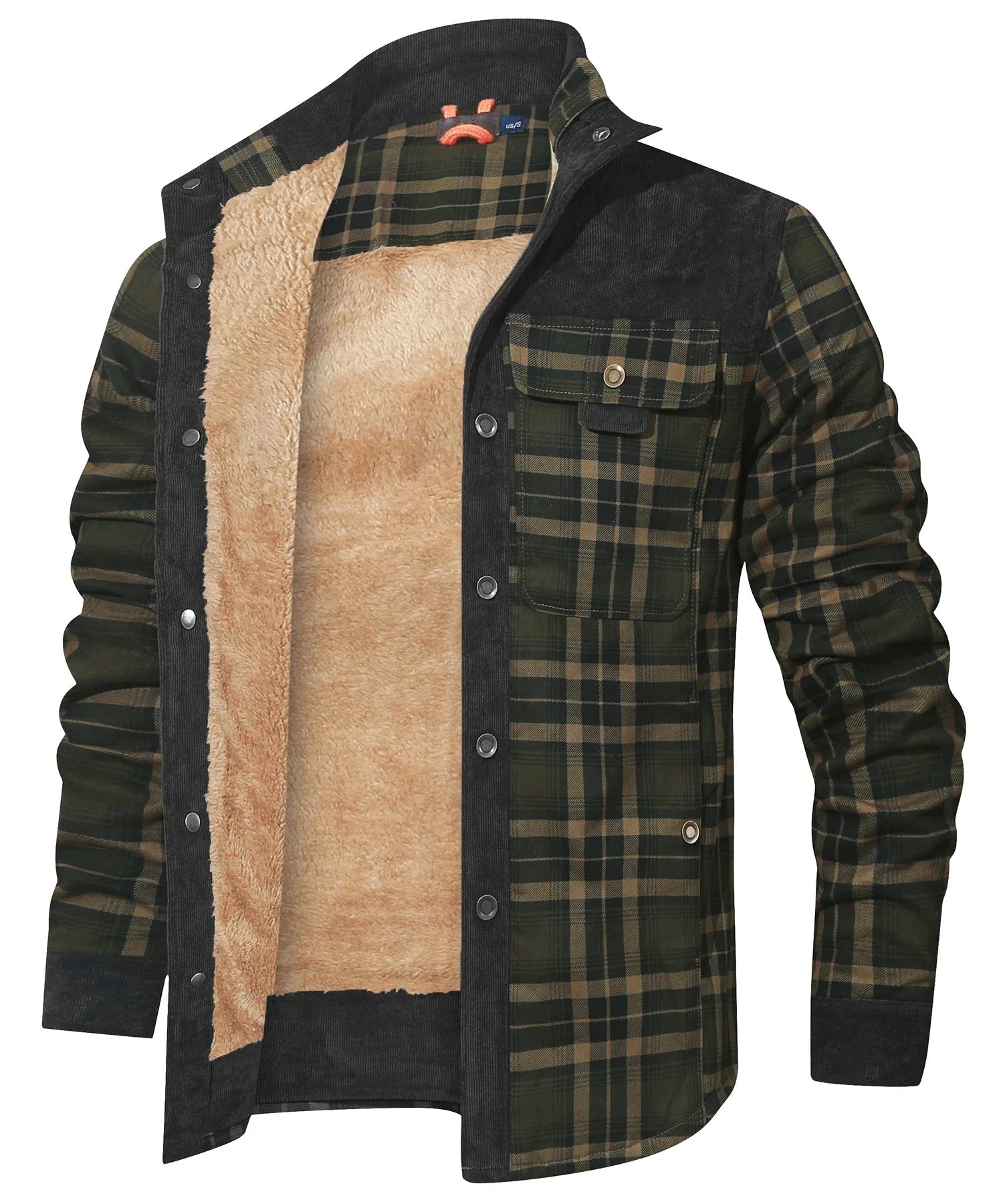 Men's Bomber Jacket Winter Windproof Casual Checkered Sherpa Lined Flannel