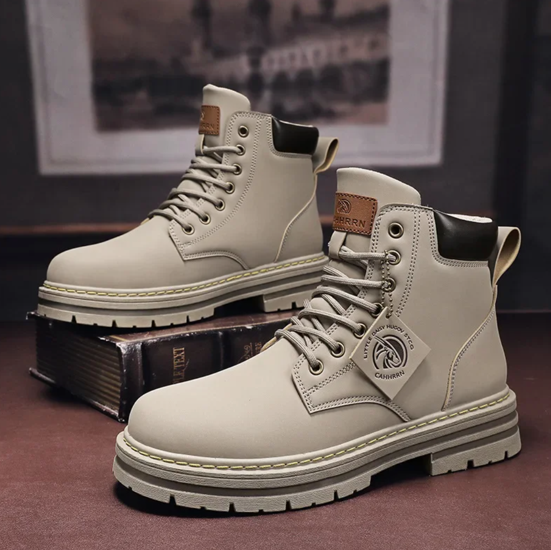 Men's Boots Patchwork Design Leather