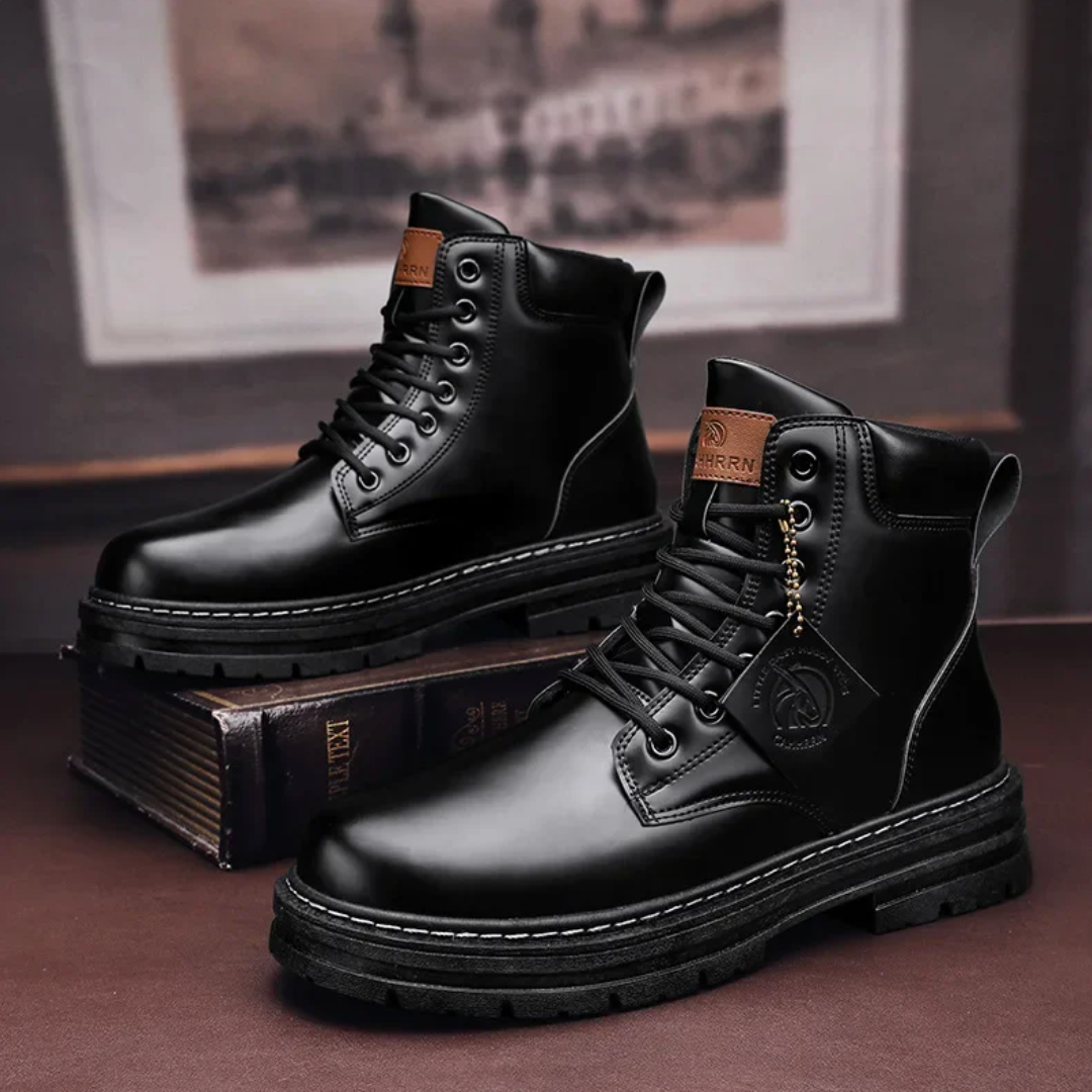 Men's Boots Patchwork Design Leather