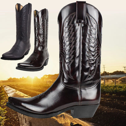 Men's Boots Tough Western Style with Slip-resistant Sole